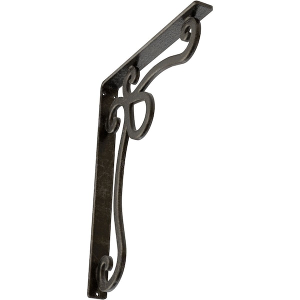 Ekena Millwork Orleans Wrought Iron Bracket, (Single center brace), Antiqued Warm Silver 1 1/2"W x 12"D x 15"H BKTM01X12X15SOLAWS - main
